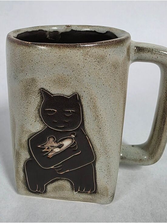 Other - Vintage Mara Stoneware Handcrafted Cat Mug, Signed, Mexican Pottery Design